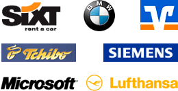 Current references: Sixt, BMW, Volksbanken Raiffeisenbanken, Tchibo, Siemens, Microsoft, Lufthansa